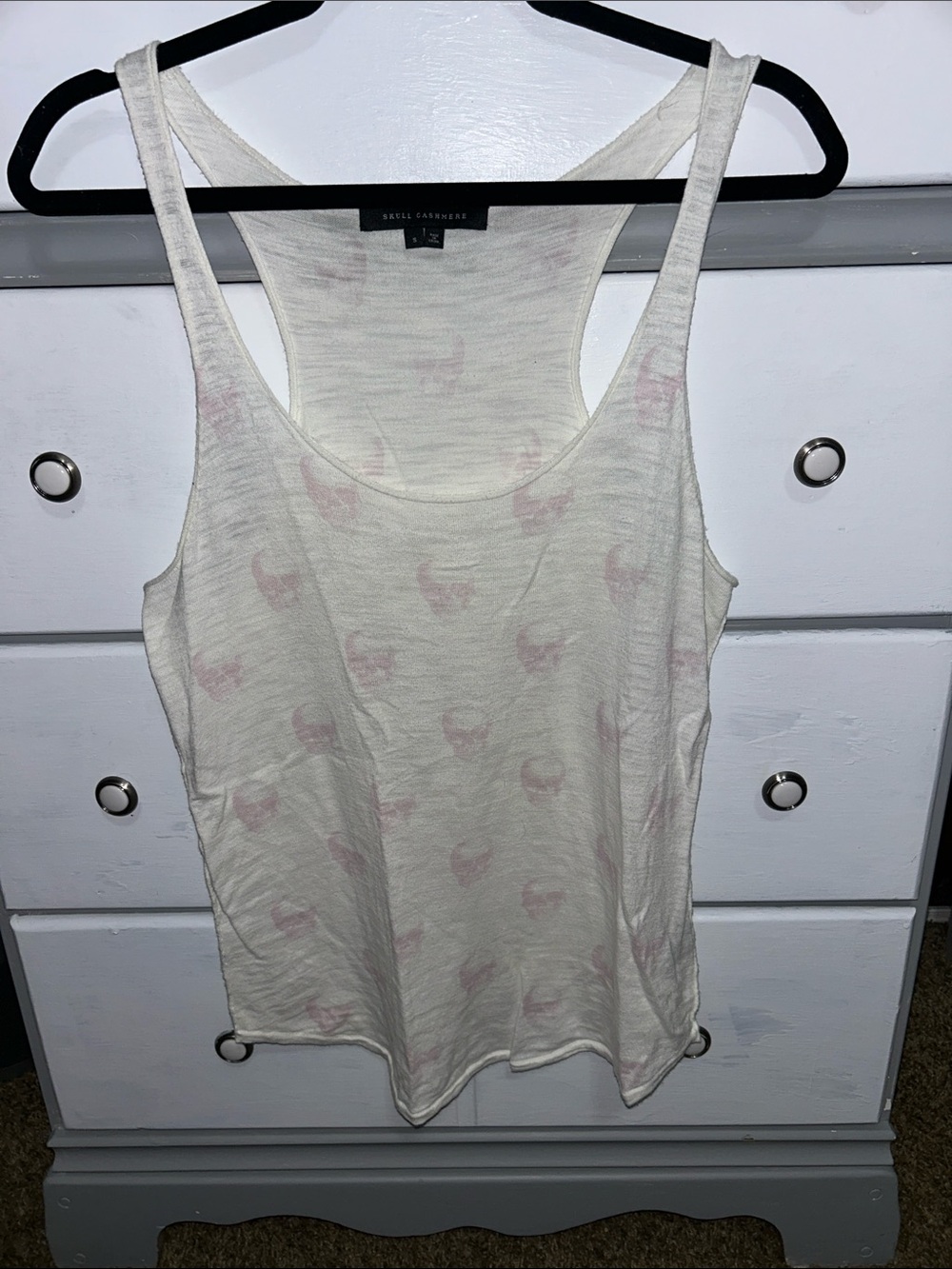 Skull Cashmere Slub Knit Skull Sweater Racerback Tank Top
